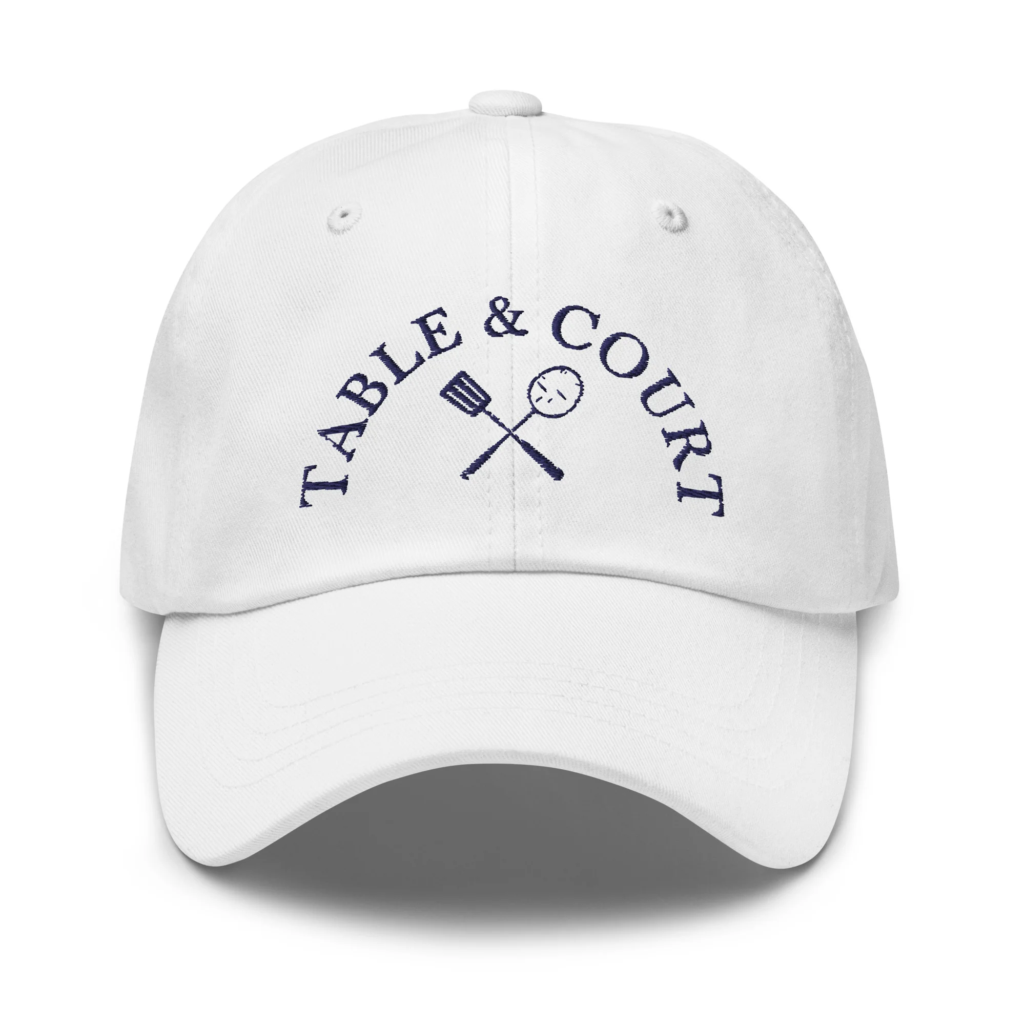 Navy Logo Hat by Table and Court - White