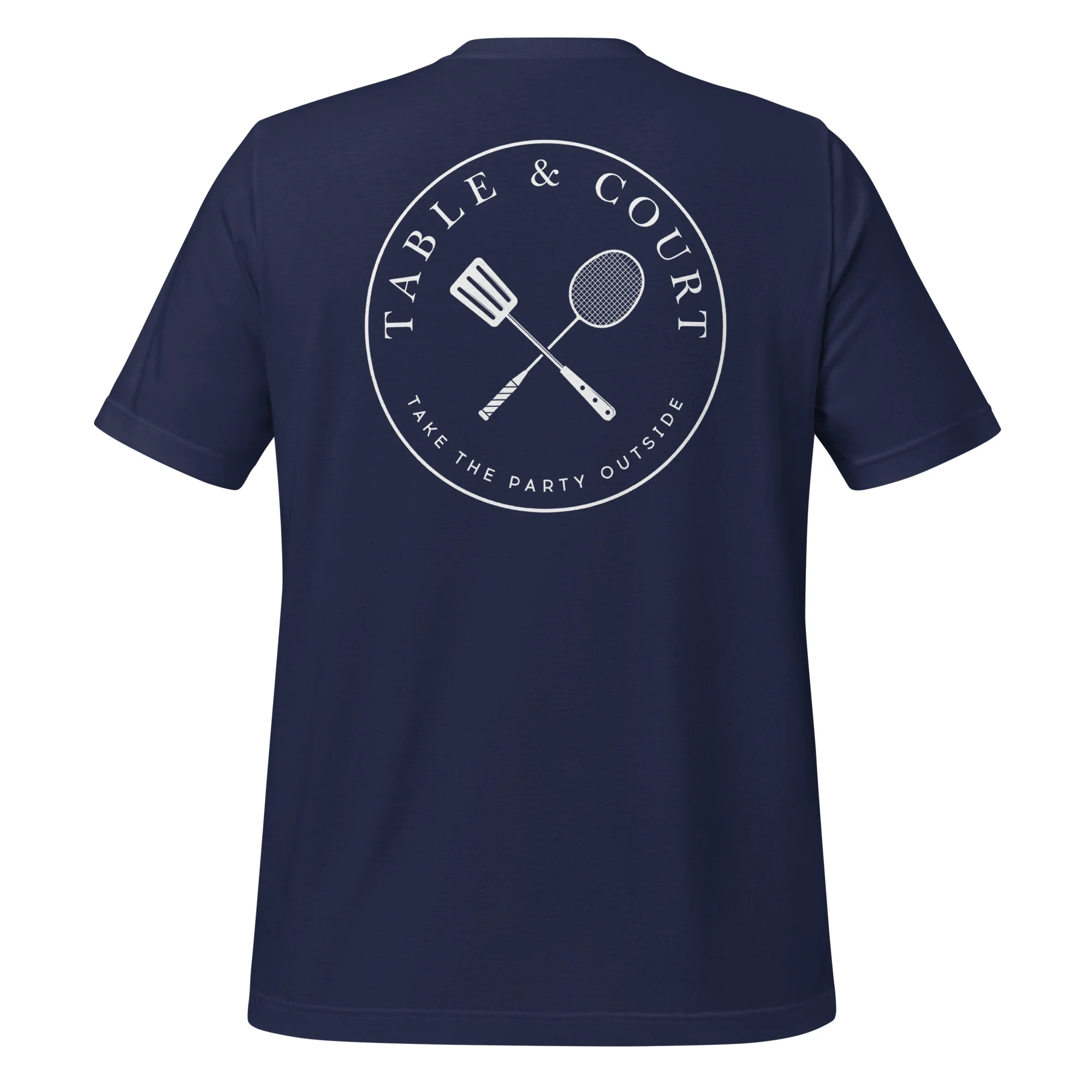 Table and Court White Logo Cotton Short Sleeve Tee - Navy - Back