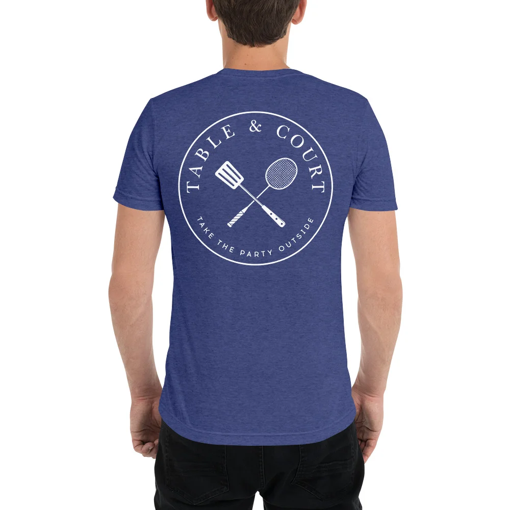 Table and Court White Logo Tri-Blend Short Sleeve Tee - Navy - Back