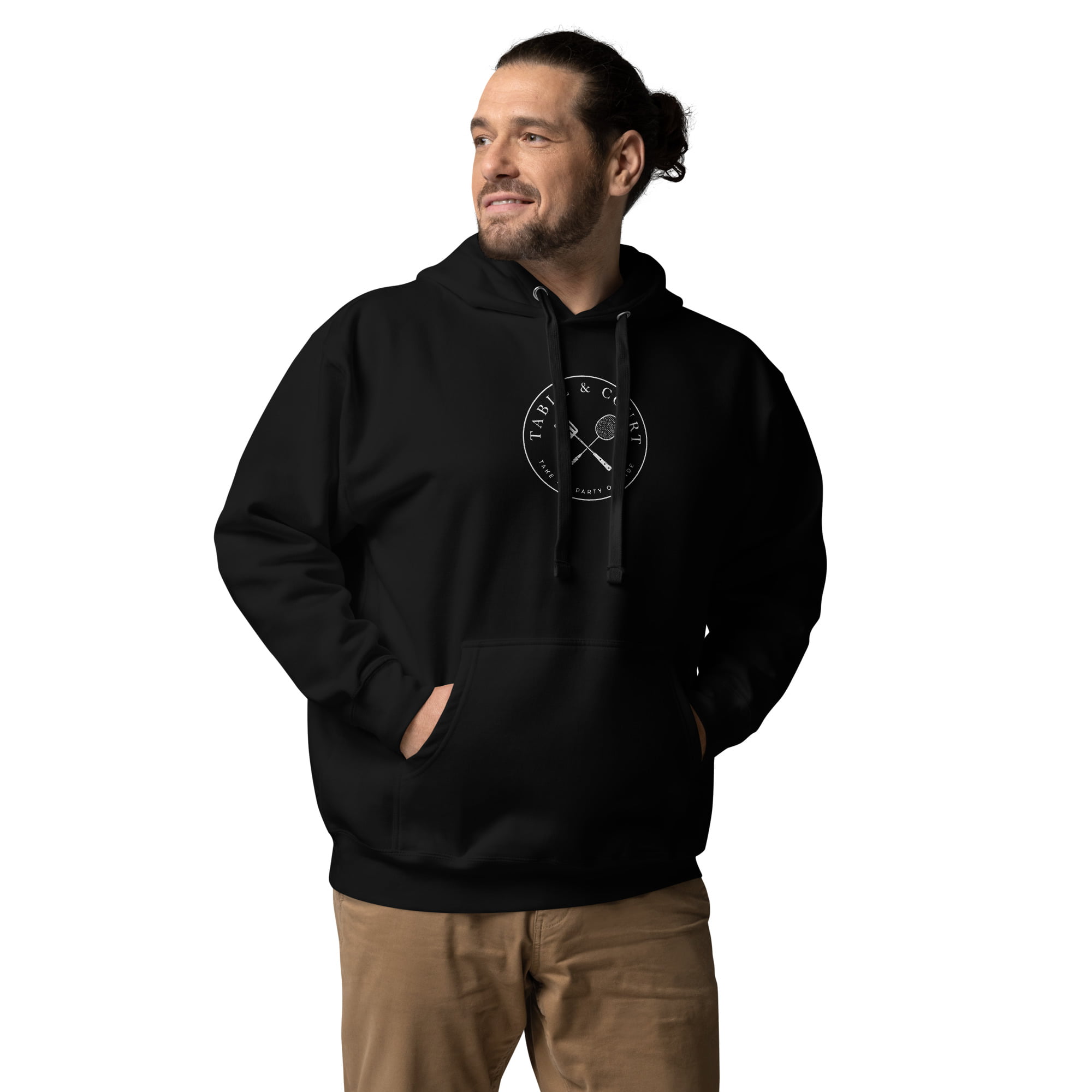 Table and Court White Embroidered Logo Hoodie - Black